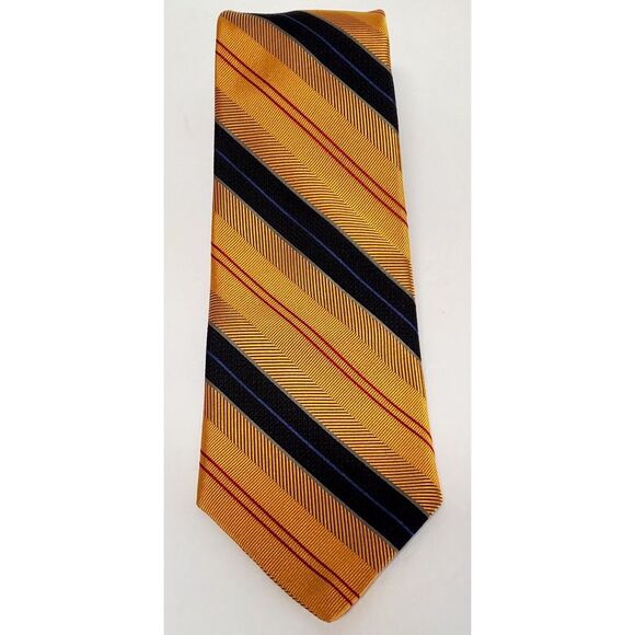 Robert Talbott Necktie Best of Class USA 100% Silk Gold/Blk/Burg Diagonal Stripe - Picture 5 of 11